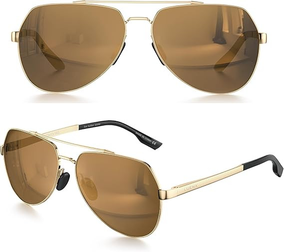 LUENX Aviator Sunglasses for Men Women Polarized New Shades Large Metal Frame - UV 400 Protection | Amazon (US)