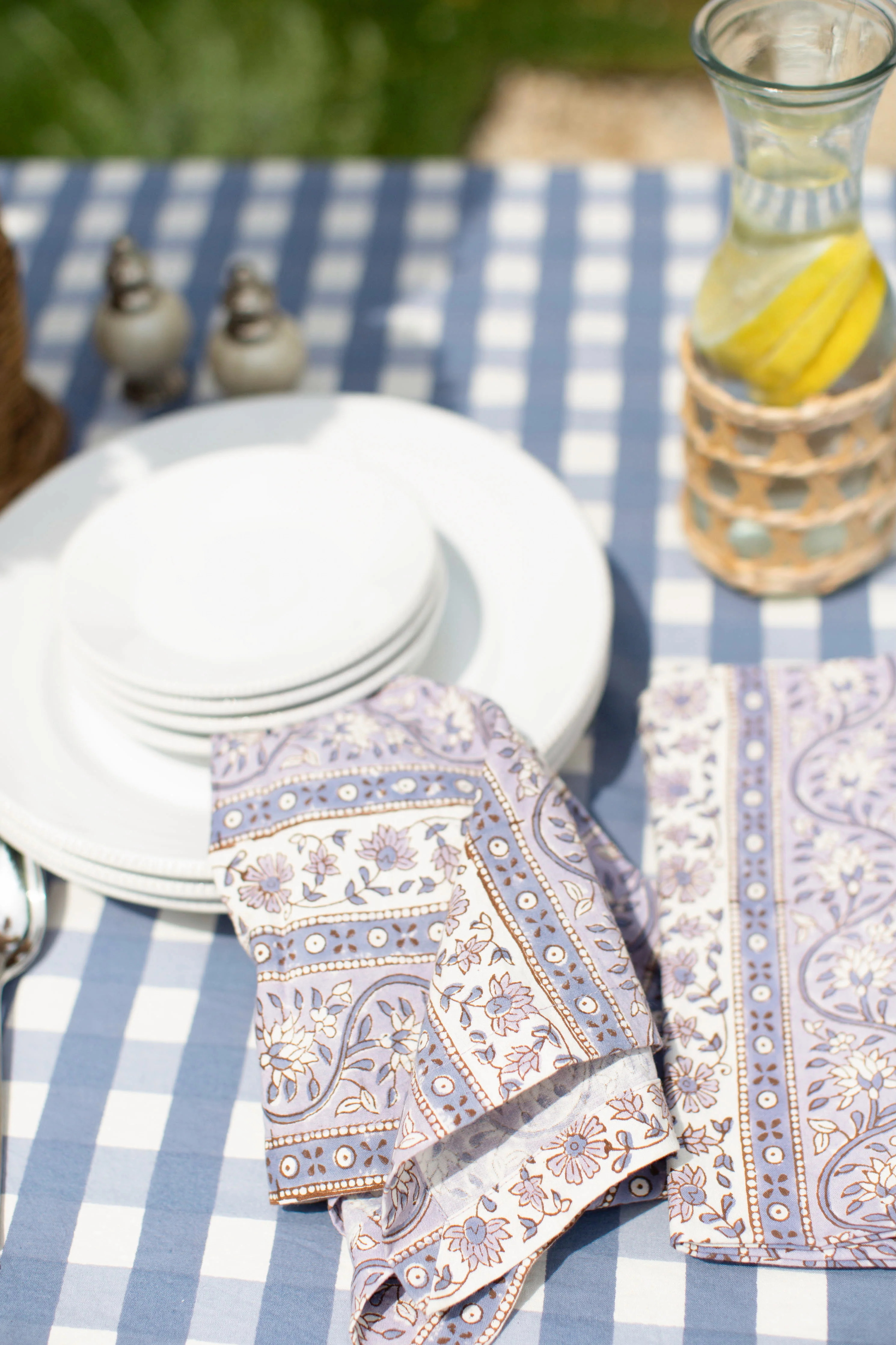 Set of 4 Napkins - Blue Petal and Vine | Marea