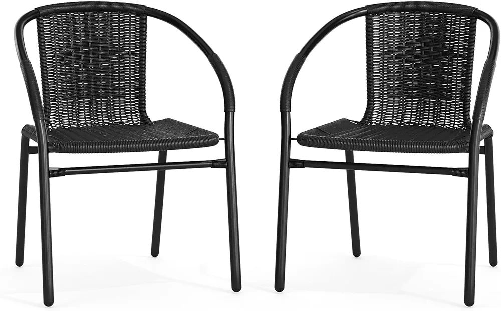 Flash Furniture Modern Rattan Indoor/Outdoor Restaurant Dining Chairs, Stackable Rattan Bistro Ch... | Amazon (US)