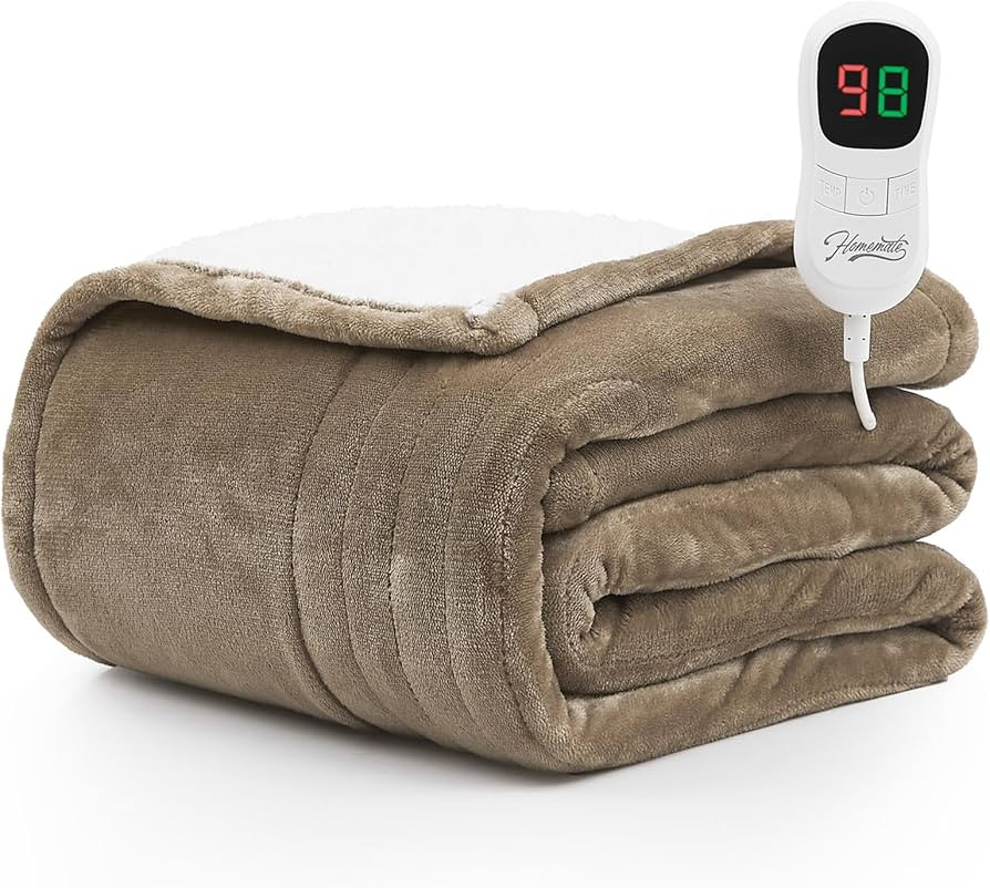 Homemate Heated Blanket Electric Throw - 62"x84" Heating Blanket Throw 1/2/4/6/8 Hours Auto-off 1... | Amazon (US)