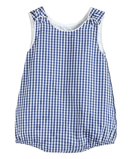 Lil Cactus Dark Blue Gingham Basic Bubble Romper - Infant & Toddler | Zulily