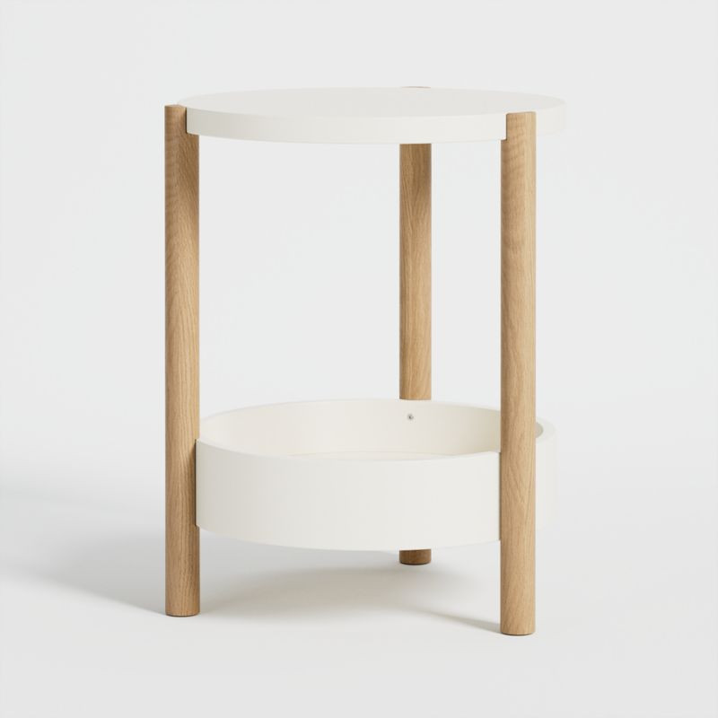 Redondo Two-Tone Wood Round Nursery Side Table + Reviews | Crate & Kids | Crate & Barrel