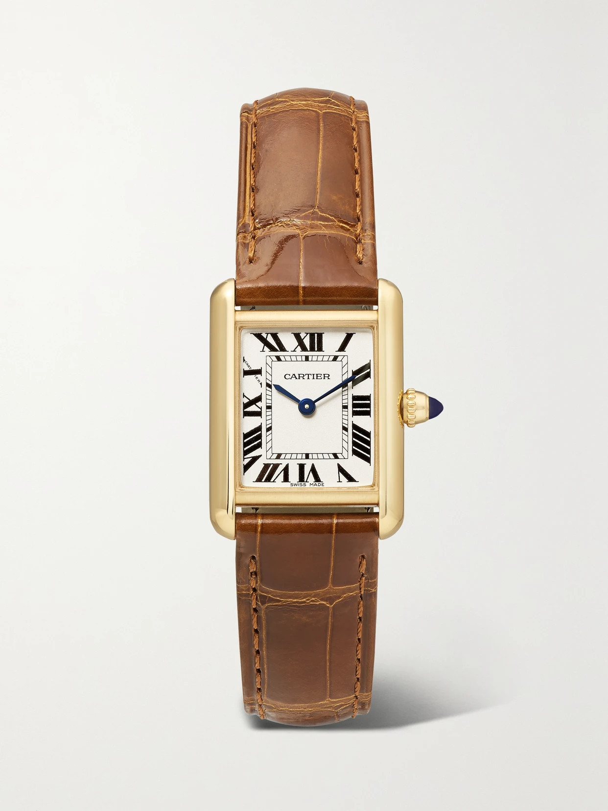 Cartier - Tank Louis Cartier 22mm Small 18-karat Gold And Alligator Watch - Brown | NET-A-PORTER (UK & EU)