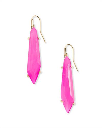 Grey Gold Drop Earrings In Pink Agate | Kendra Scott