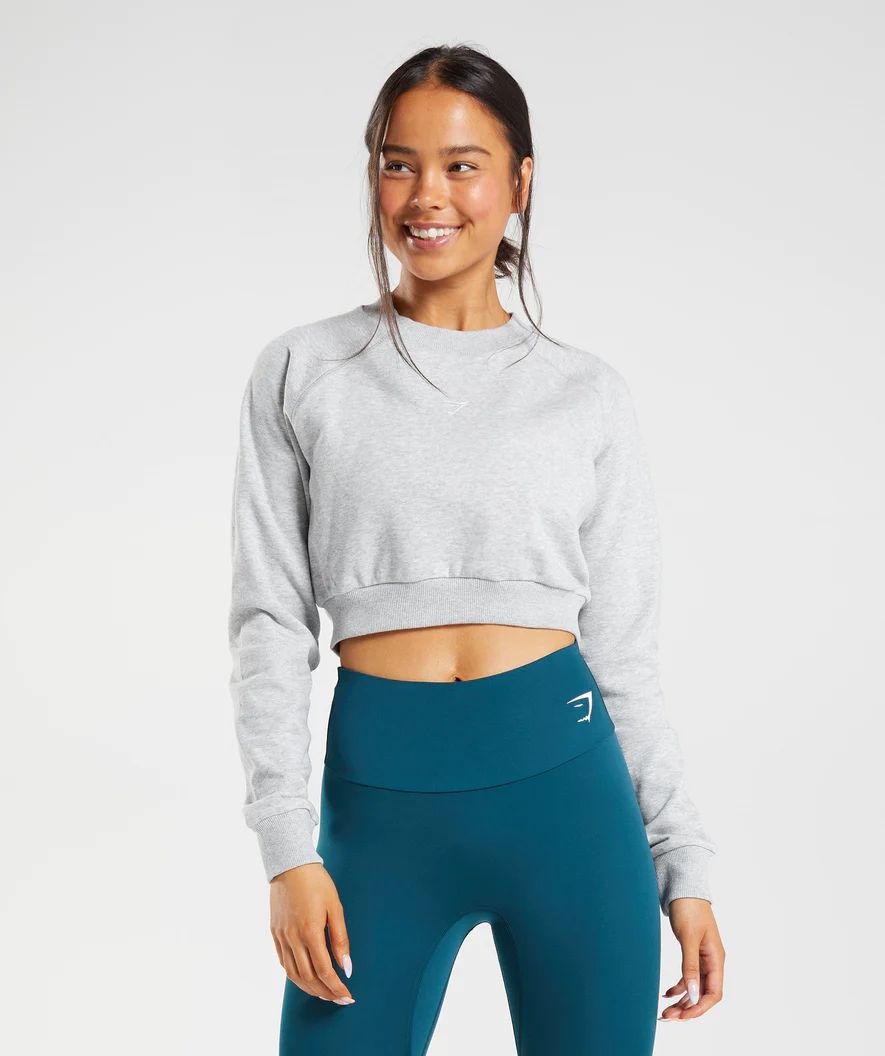 Gymshark Training Cropped Sweater - Light Grey Core Marl | Gymshark US