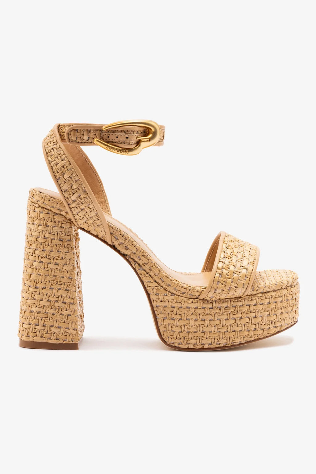 Dolly Verona Sandal In Beige Leather and Natural Raffia | Larroude