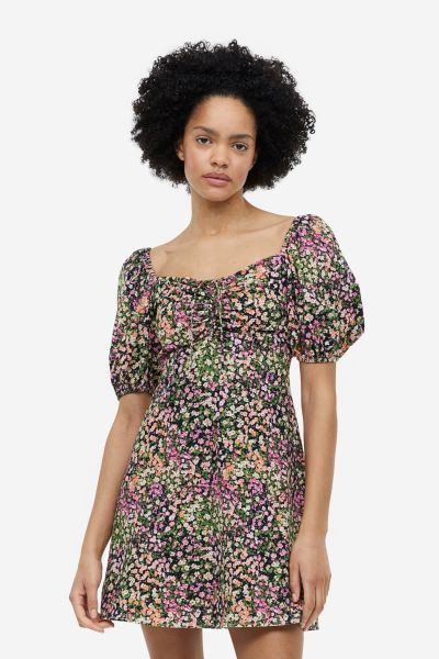 Puff-sleeved Dress with Lacing | H&M (US + CA)