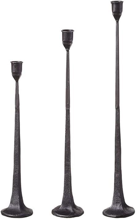 First of a Kind Candlestick Holder - Set of 3 Tall Cast Iron Candlesticks Holders, Farmhouse Deco... | Amazon (US)