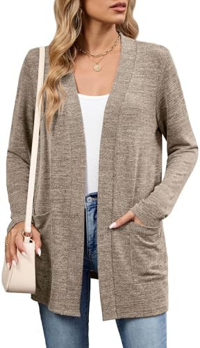 DEARCASE Women's Long Sleeve Open Front Cardigan Lightweight Casual Loose Fit Bolero Sweater with... | Amazon (US)