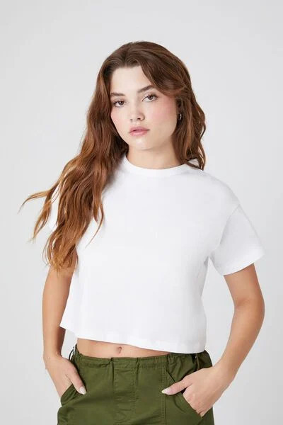 Crew Neck Cropped Tee | Forever 21