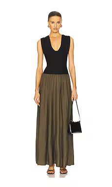 WeWoreWhat Deep V Corset Maxi Dress in Black & Fern from Revolve.com | Revolve Clothing (Global)