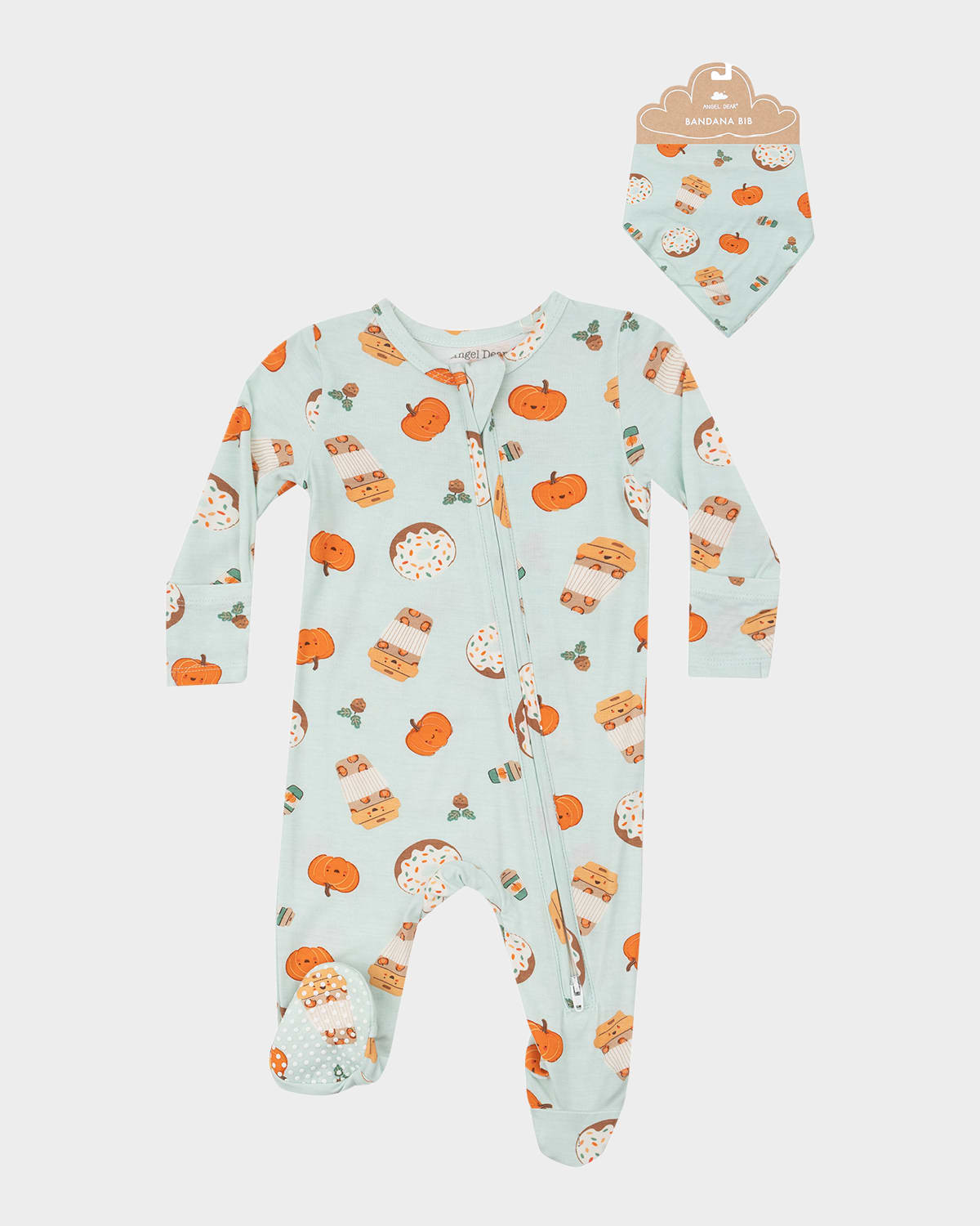 Kid's Pumpkin Spice Latte Footie W/ Bandana Bib, Size Newborn-9M | Neiman Marcus