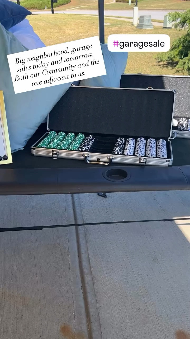 Big neighborhood, garage sales today and tomorrow. Both our Community and the one adjacent to us.
Do you hit garage sales to find gems or do you yourself have garage sales. They are definitely a lot of work to put together, but it’s good to get some things cleared out and you make a few bucks.

Having a folding table or two and a canopy to shield you from the sun is super helpful to have on garage sale days. I’ve linked a couple below. ￼

#LTKdayinmylife