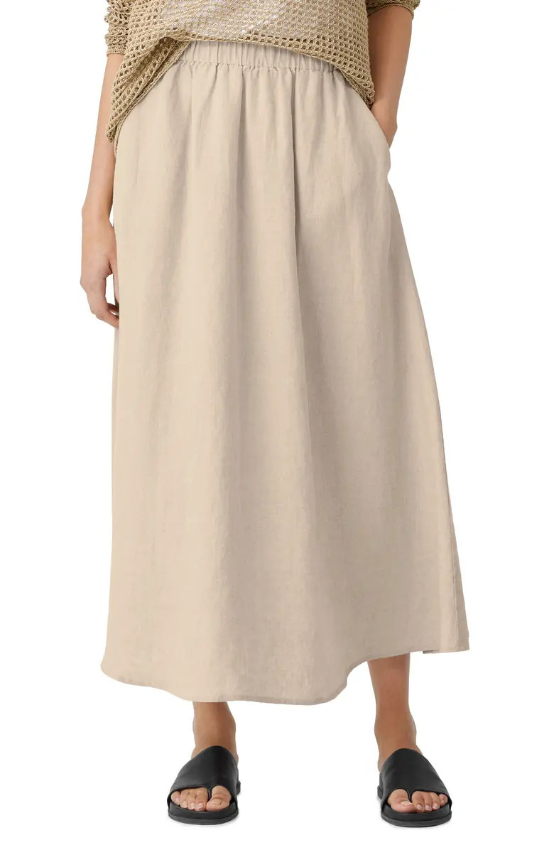 A-Line Organic Linen Midi Skirt | Nordstrom