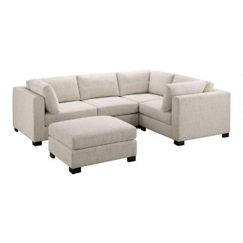 Cream Track Arm Hayes 5 Piece Modular Sectional Sofa | World Market