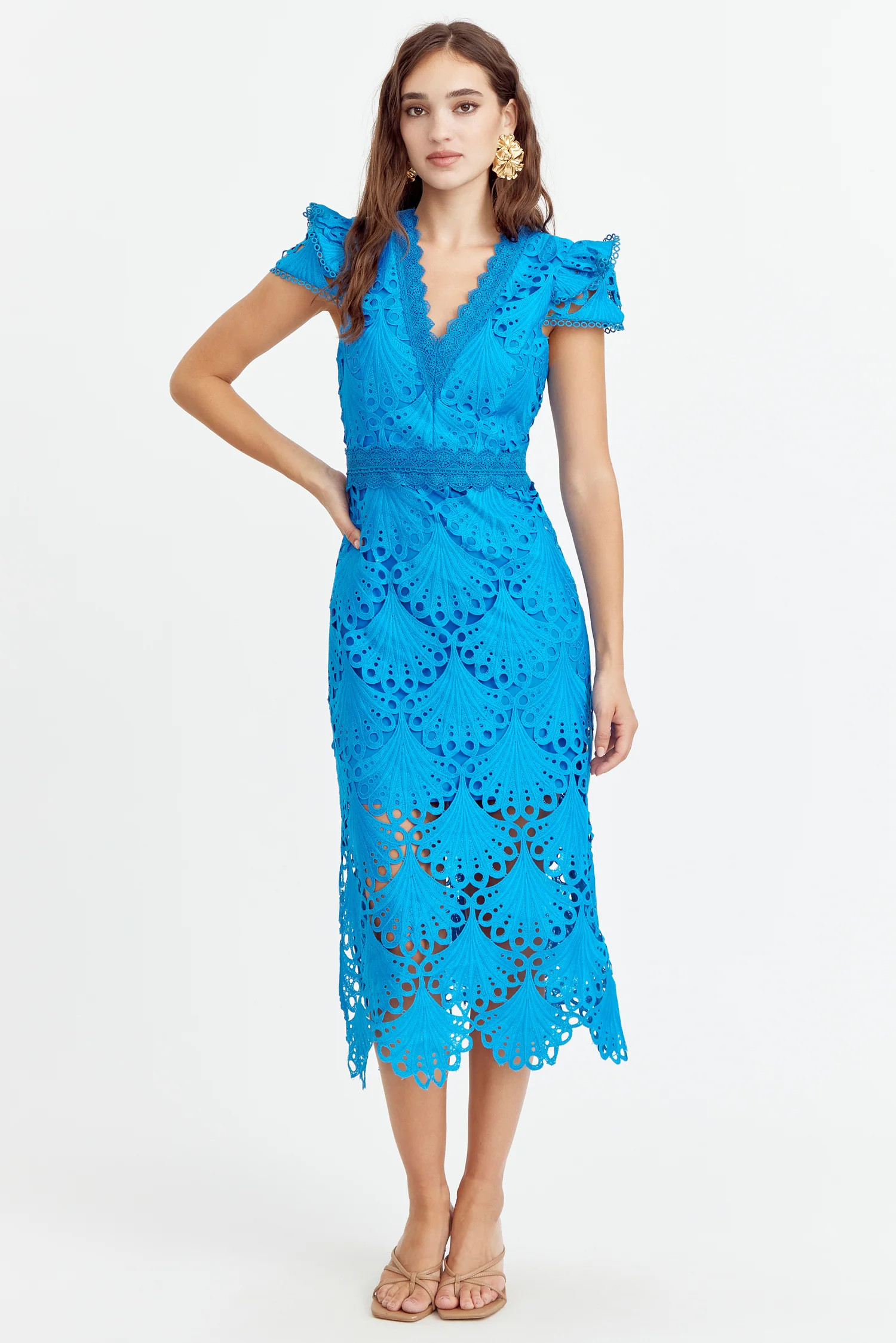Mia 3D Embroidered Midi Dress | Adelyn Rae