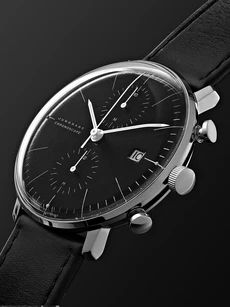 Junghans - Max Bill Stainless Steel and Leather Chronoscope Watch | Mr Porter Global