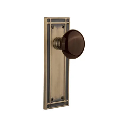 Mission Plate with Brown Porcelain Door Knob | Perigold