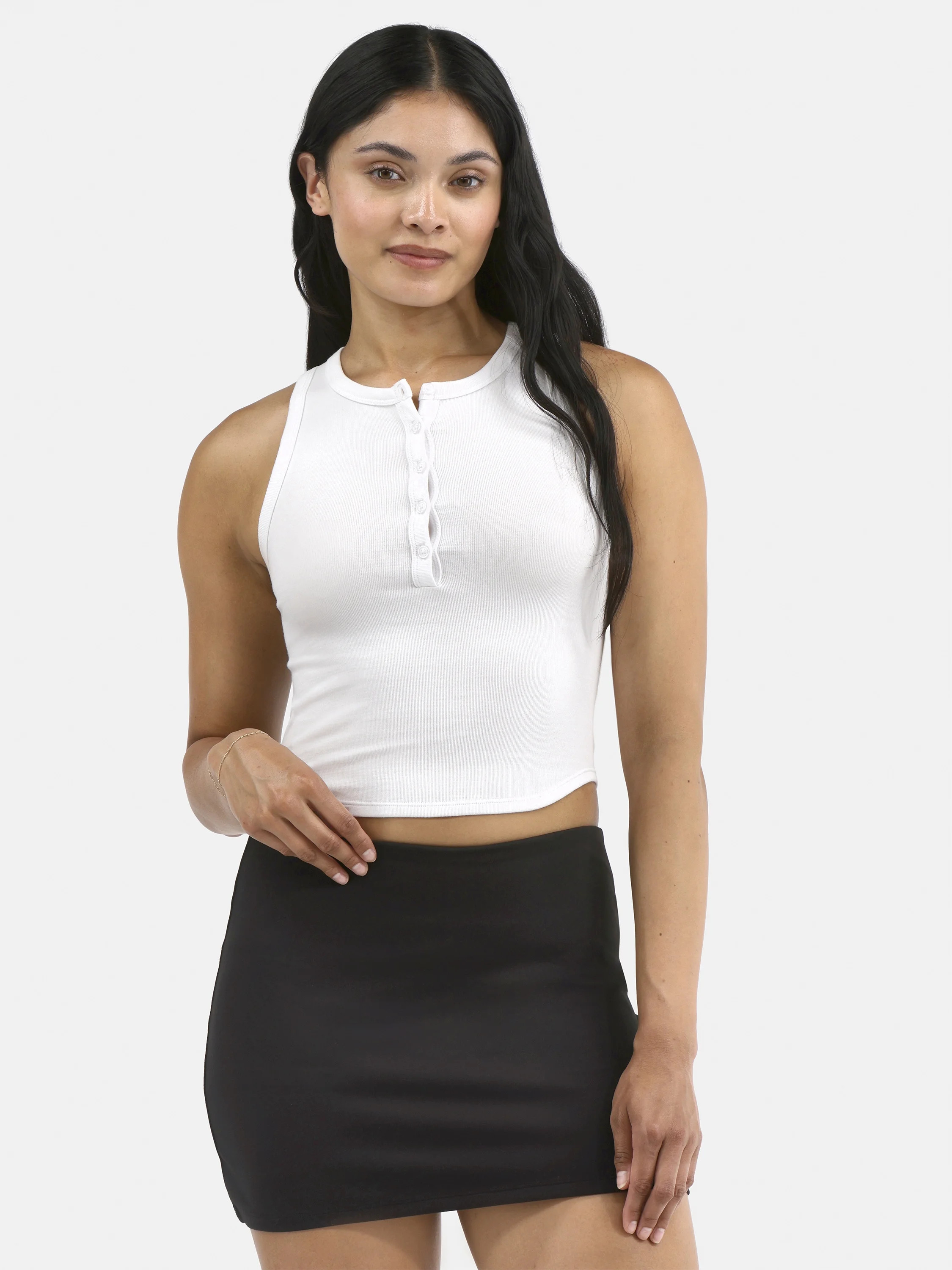 No Boundaries Seamless Henley Tank, Women's | Walmart (US)