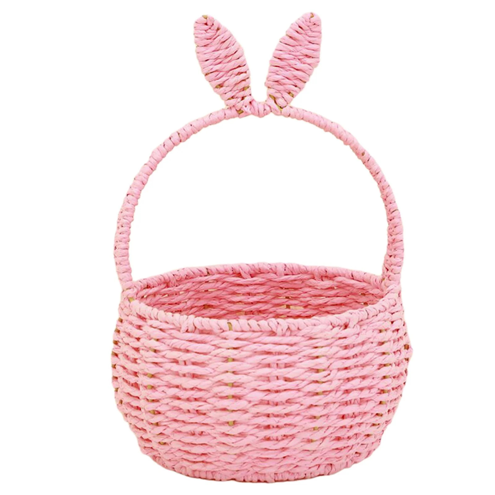 flameer Braided Basket Easter Basket Easter Decoration Picnic Hand Basket Storage Basket pink | Walmart (US)