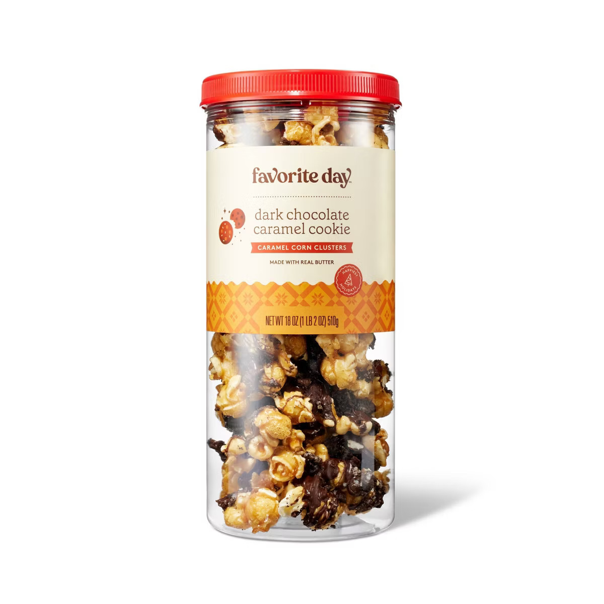 Holiday Dark Chocolate Caramel Cookie Caramel Corn Clusters - 18oz - Favorite Day™ | Target