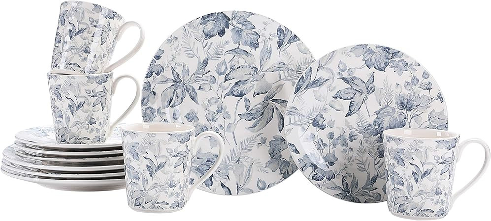Bico Caprice Leaf Ceramic 12 pcs Dinnerware Set, Service for 4, Inclusive of 11 inch Dinner Plate... | Amazon (US)