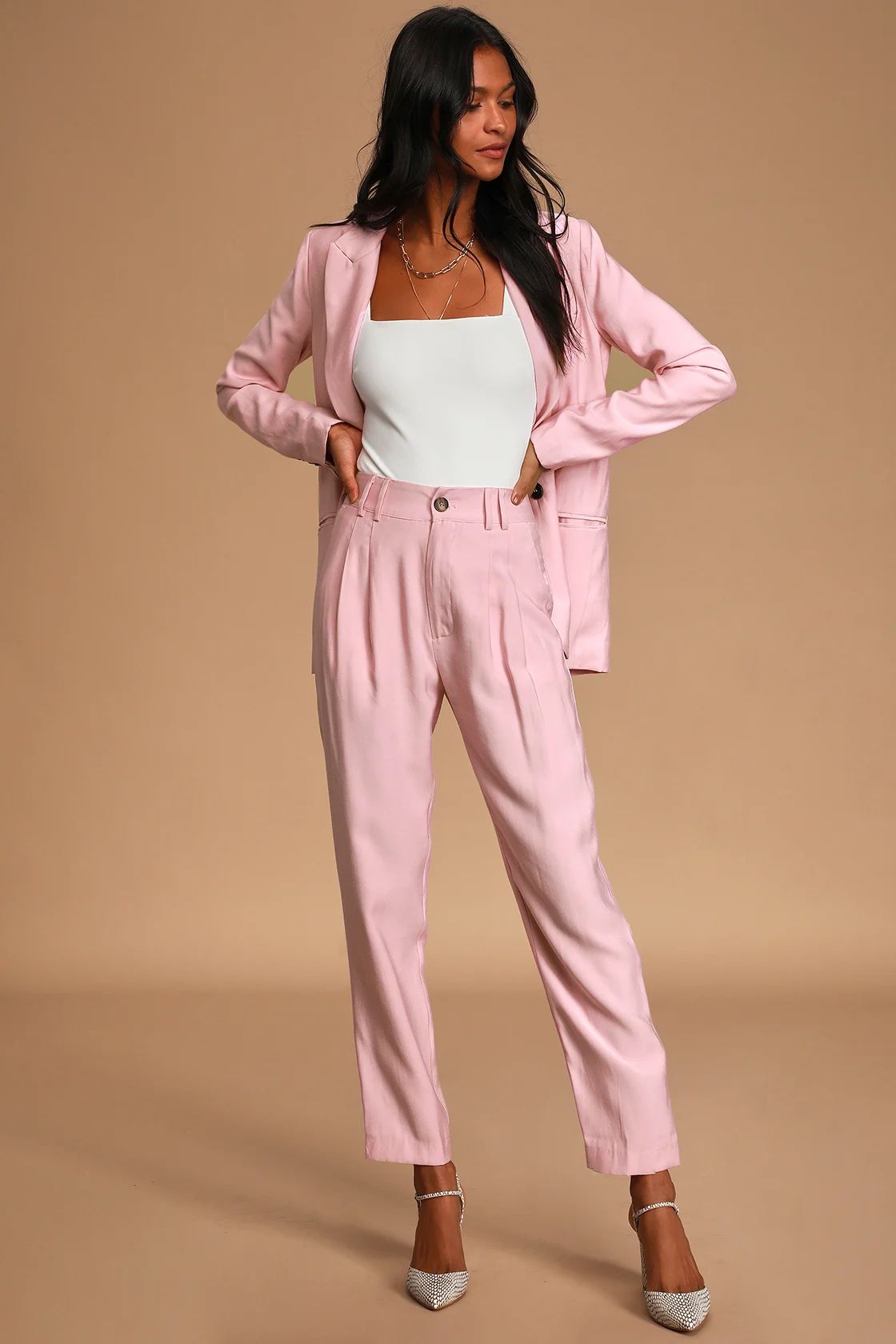 Strictly Business Pink High Waisted Trouser Pants | Lulus