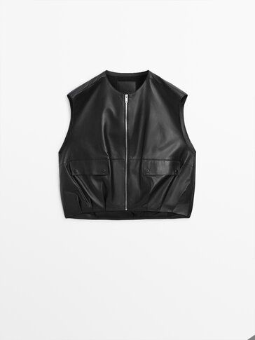Nappa leather gilet with zip | Massimo Dutti (US)