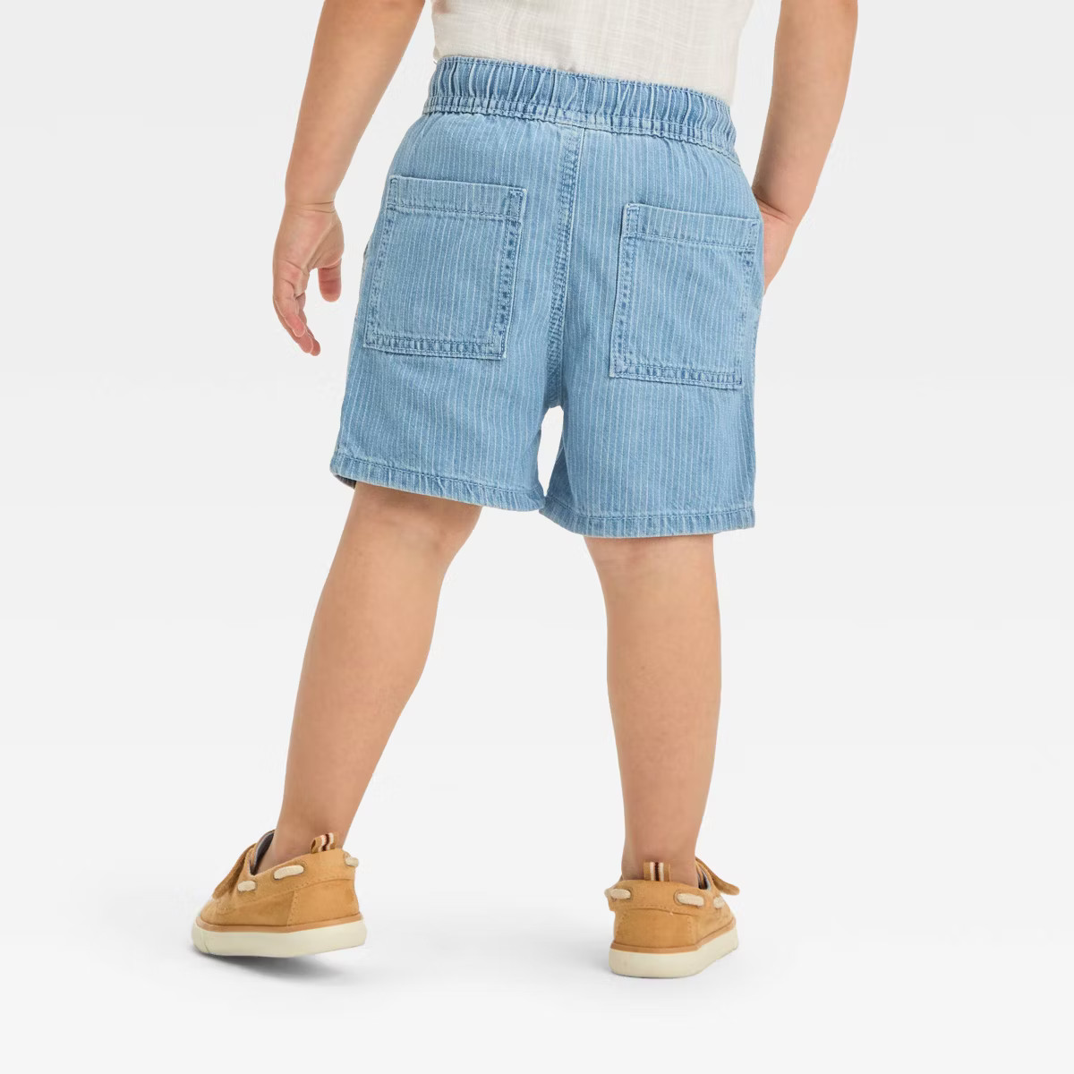 Toddler Boys' Pull On Railroad Striped Above Knee Jean Shorts - Cat & Jack™ Blue | Target
