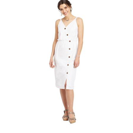Linen Button Front Dress | Walmart (US)