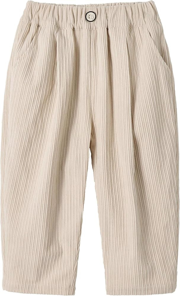 Volunboy Toddler Boys Corduroy Pants Cargo Sweatpants Solid Elastic Waist Casual Long Trousers | Amazon (US)
