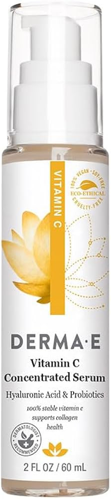 DERMA E Vitamin C Concentrated Serum with Hyaluronic Acid, Vitamin E & Aloe, All Natural, Antioxi... | Amazon (US)