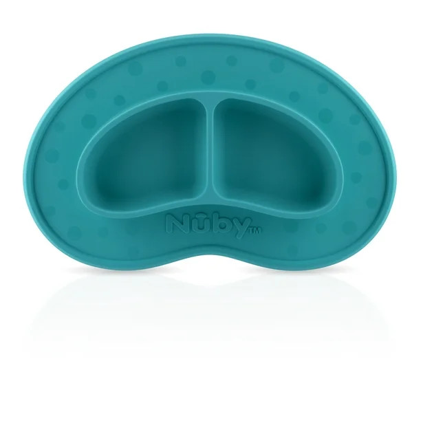 Nuby Sure Grip Silicone Miracle Mat 2-Section Plate, Aqua Blue | Walmart (US)