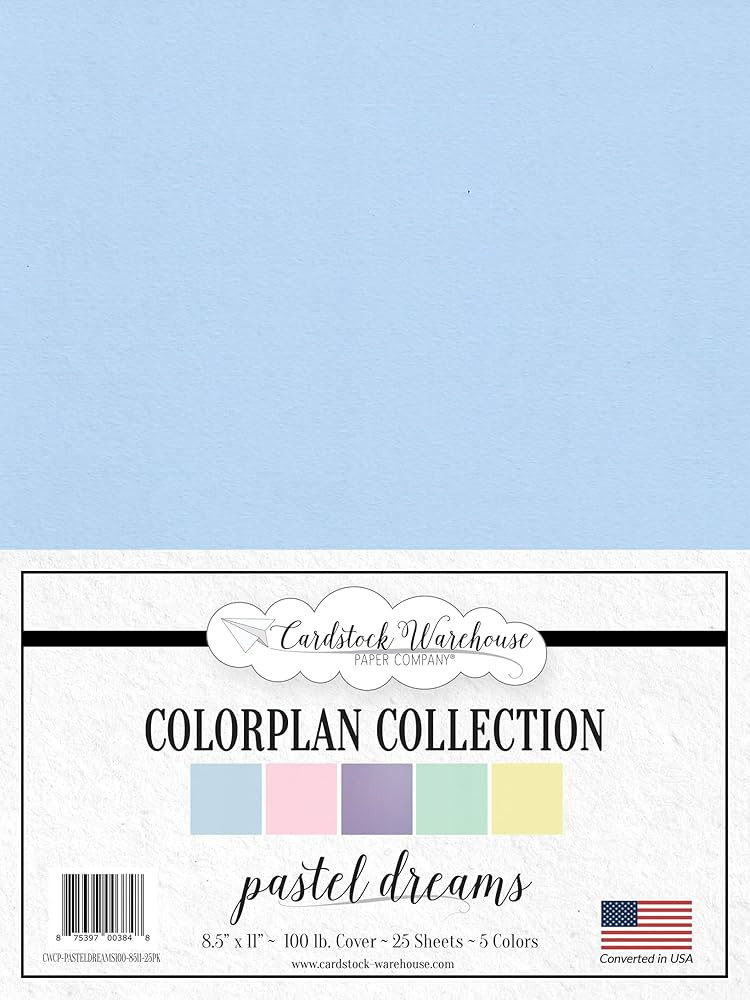 Cardstock Warehouse Colorplan Pastel Dreams - 8.5 x 11" - 100 Lb. / 270 Gsm Multipack Matte Premi... | Amazon (US)