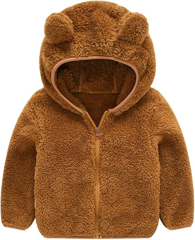 AIWUHE Toddler Boys Girls Hooded Jacket Fleece Hoodie Winter Warm Solid Color Teddy Coat Zip-up B... | Amazon (US)