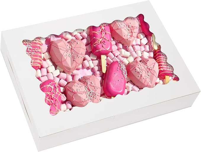 30pcs Cookie Boxes, 14x10x2.5 Inch Large Treat Boxes with Window for Treats, Pies, Chocolate Stra... | Amazon (US)
