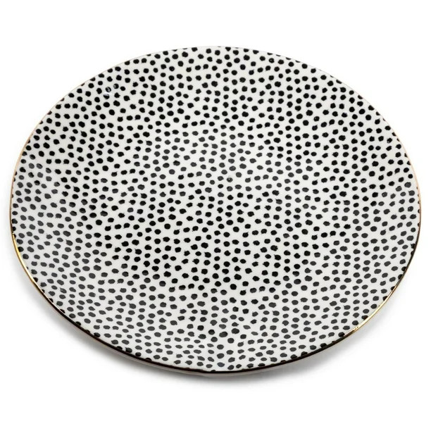 Thyme & Table Dinnerware Black & White Dot Stoneware Round Salad Plate | Walmart (US)