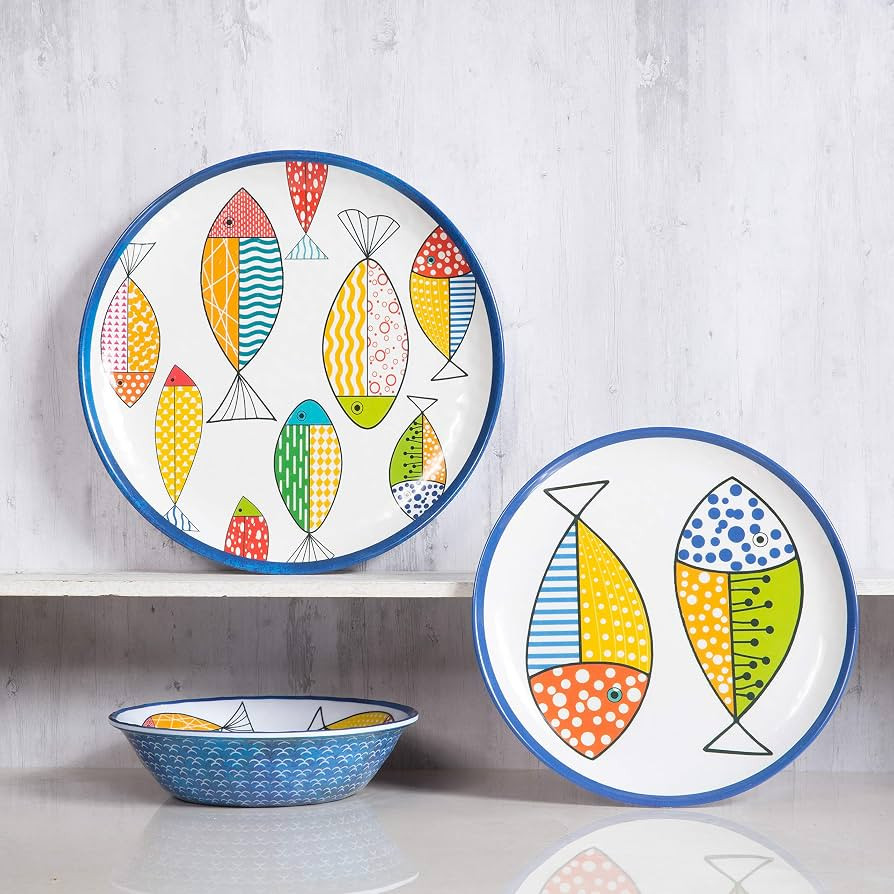 Melamine Dinnerware set for 4, Plates and Bowls Sets, Great for Camper, RV, Indoors Outdoors Use ... | Amazon (US)