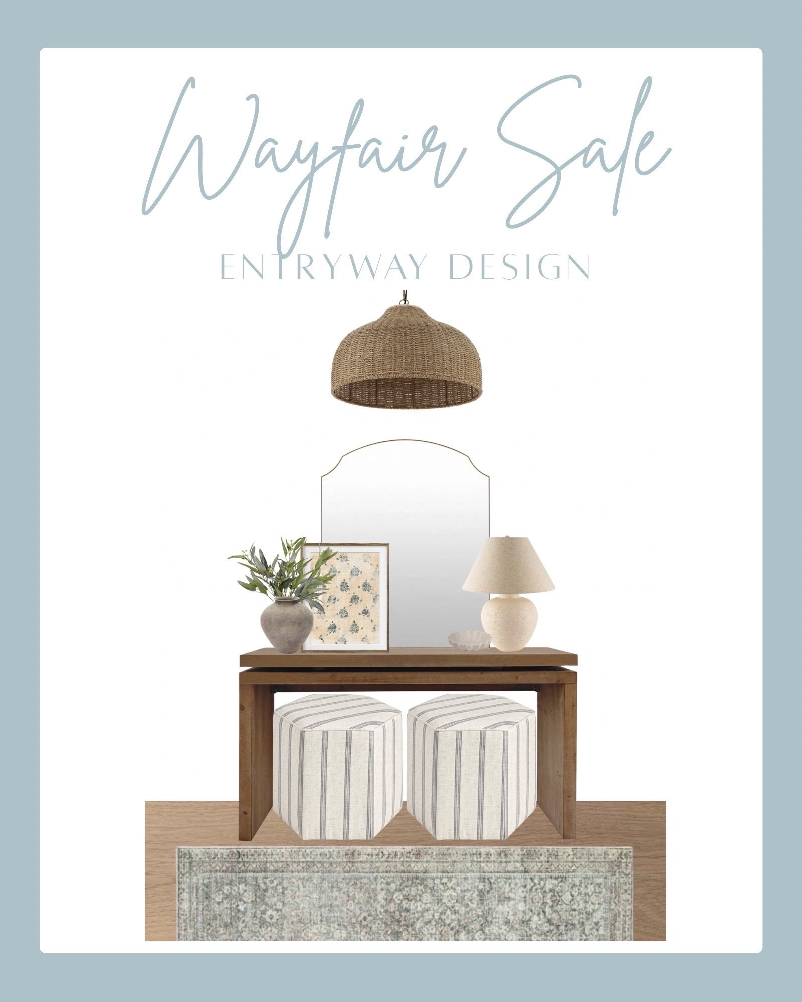 Wayfair sale, entryway design, entryway decor, console table styling, neutral home decor, coastal entryway, modern farmhouse entryway, striped ottomans, entryway bench alternatives, woven pendant light, rattan pendant, wood console table, mirror styling ideas, entryway lamp decor, botanical artwork, budget friendly home decor, affordable entryway finds, home decor inspiration, neutral rug styling, blue and beige decor, cozy modern entryway, hallway decorating ideas, small entryway solutions, home styling tips, timeless home decor, trending home decor 2025, wayfair favorites, wayfair home finds, foyer decor ideas, interior design inspiration

#LTKSaleAlert #LTKGiftGuide #LTKHome