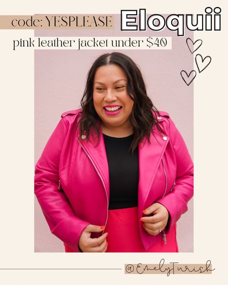 Faux leather, faux leather jacket, leather jacket, vegan leather, plus size, plus size jacket, on sale, Eloquii, pink, pink jacket

#LTKcurves #LTKunder50 #LTKsalealert