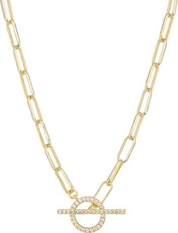Pavé Paper Clip Chain Toggle Necklace | Nordstrom