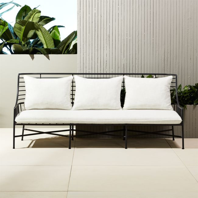 Breton Black Metal Outdoor Sofa | CB2