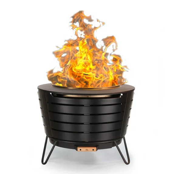 TIKI Patio Smokeless Fire Pit – 25" Stainless Steel Wood Burning Fire Pit for Yard, Patio & Cam... | Walmart (US)