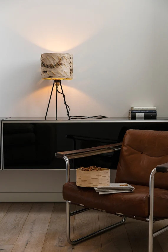 Table Lamp Floor Lamp Made of Birch Bark  LINE PATTERN  MOYA | Etsy | Etsy (US)