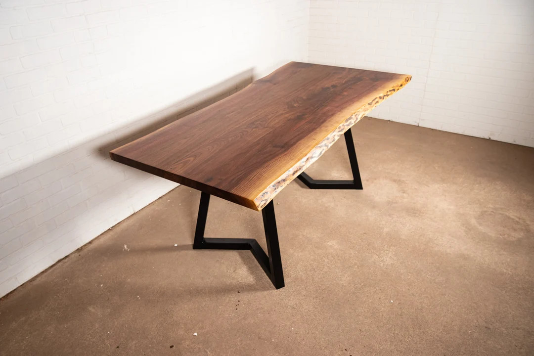 Live Edge Table Live Edge Dining Table on Steel Chevron Legs - Etsy | Etsy (US)