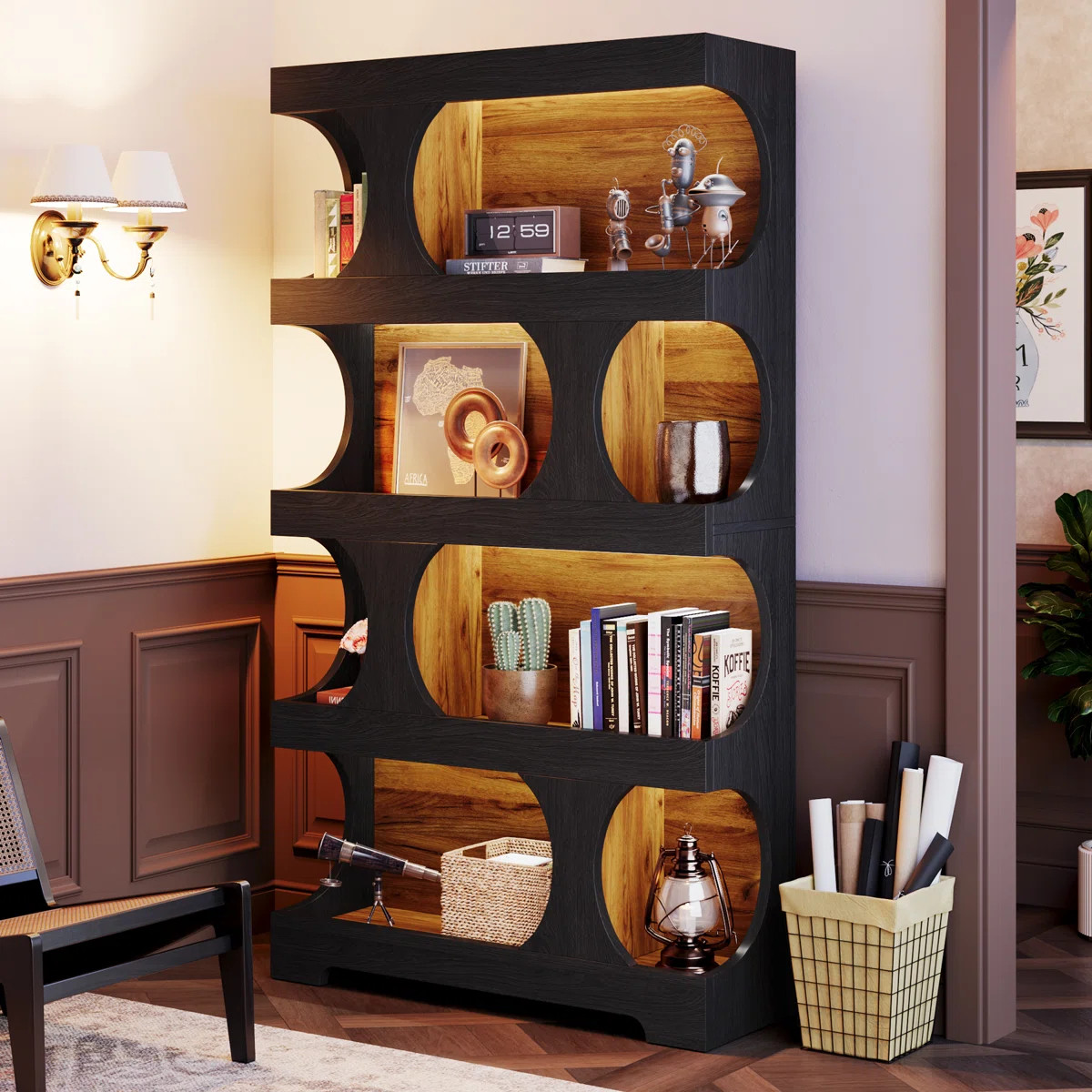 71" Tall Bookcase, 4-Tier S-Shaped Bookshelf | Wayfair North America