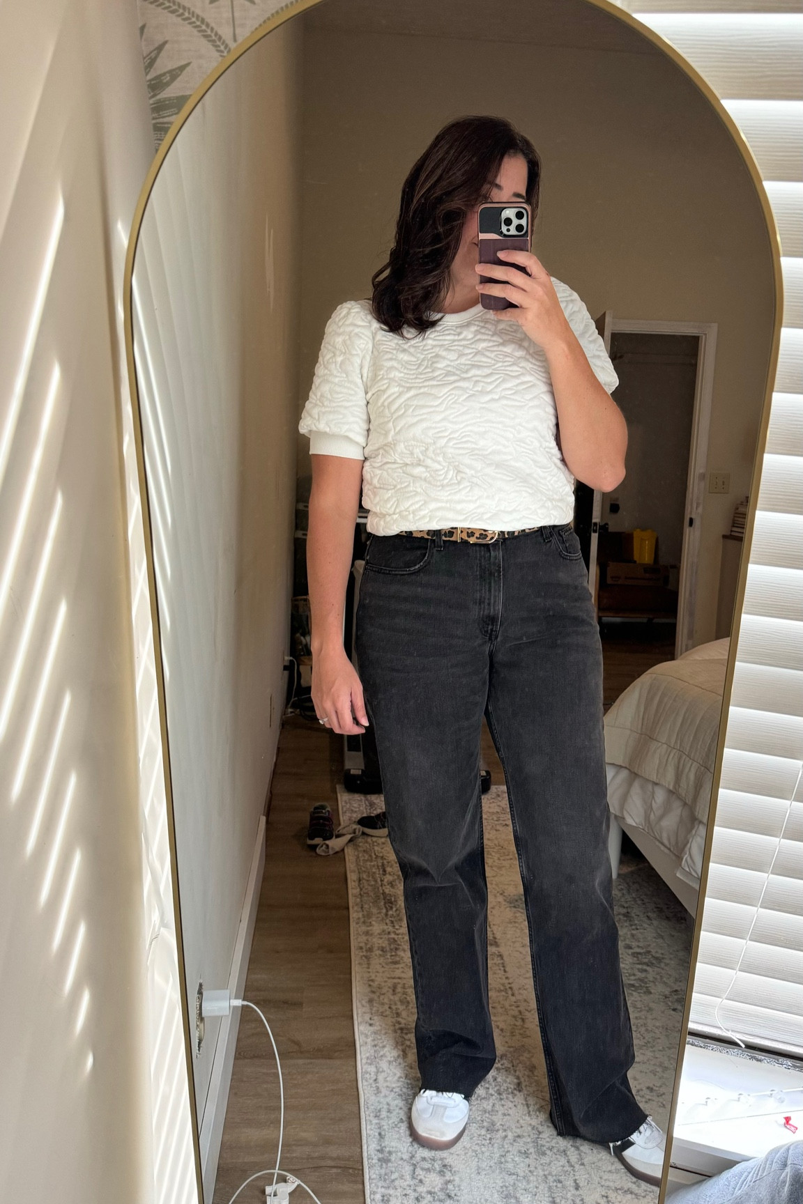 Trying outfits for my upcoming conference! What do we think about this thrifted top with black jeans? Should I change out the shoes for boots?  
Also apparently touches of leopard print are trending this fall so I snagged this belt 😂

#LTKFindsUnder100 #LTKSaleAlert #LTKStyleTip