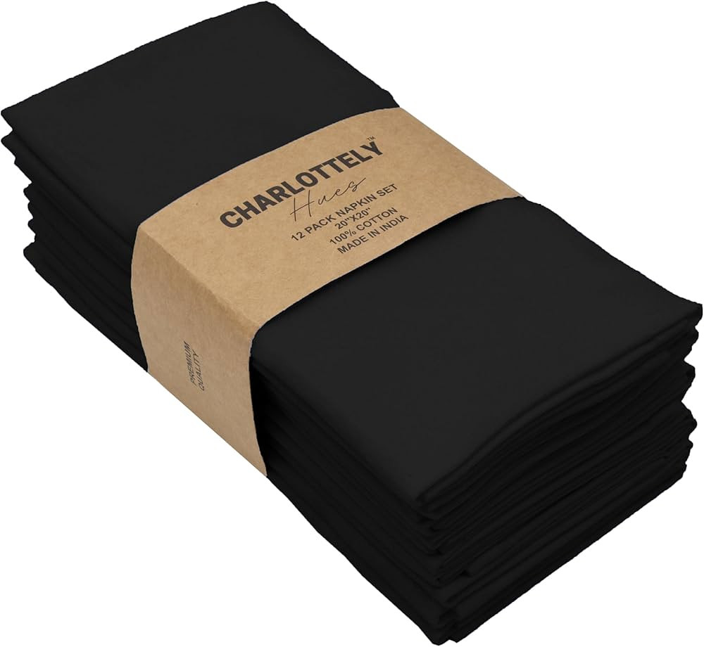 CharlottelyHues Cotton Cloth Napkins Set of 12 Washable Soft Premium Hotel Quality 20x20 inch - H... | Amazon (US)