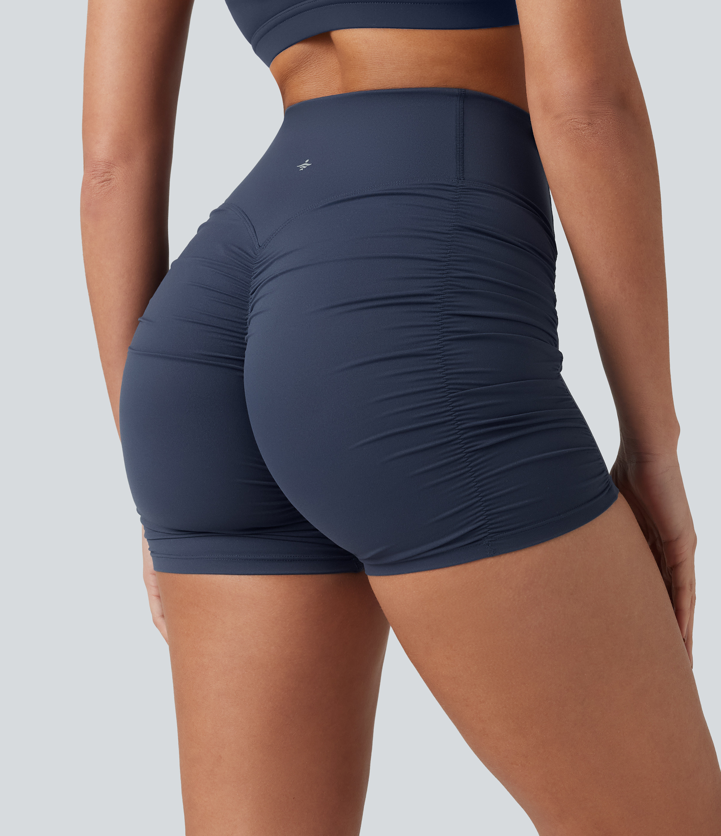 Halara Halara Ultrasculpt™ High Waisted Ruched Scrunch Yoga Biker Shorts 5''  - Mood Indigo - XL biker shorts women black biker shorts | HALARA