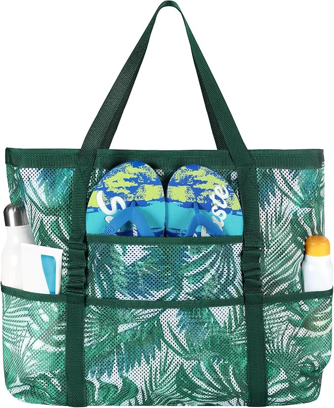 DOFOWORK Beach Bags for Women - Large Tote Bag with Wet Pocket, Waterproof Sandproof with Zipper | Amazon (US)